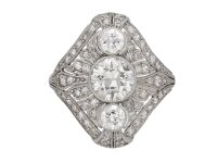 Art Deco three stone diamond cluster ring berganza hatton garden