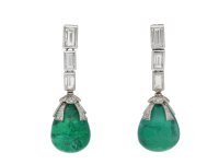 Drop emerald Cabochon and diamond earrings berganza hatton garden