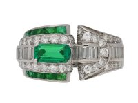 vintage Emerald diamond cocktail ring berganza hatton garden