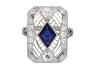 Riker Brothers sapphire and diamond cluster ring, American, circa 1920.  Hatton garden