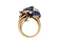 Marchak carved sapphire and diamond cocktail ring hatton garden