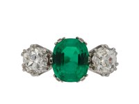 Colombian emerald and diamond three stone ring hatton garden