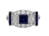 Sapphire and diamond cocktail ring, American, circa 1950. Hatton Garden