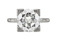 4.17 carat old cut diamond solitaire ring, circa 1935.