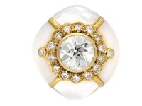 Fred diamond and mother of pearl cluster ring, hatton garden