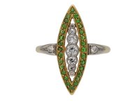 Diamond demantoid garnet marquise cluster berganza hatton garden