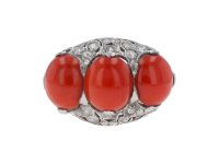 Coral and diamond cluster ring berganza hatton garden