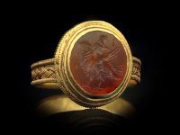 Roman gold finger ring with eagle intaglio berganza hatton garden