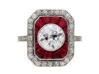 Antique ruby and diamond cluster ring, berganza hatton garden