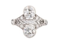 Art Deco two stone diamond cluster ring, circa 1925. 