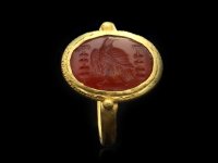 Ancient Roman gold ring with intaglio of imperial eagle 