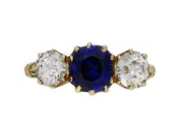 Victorian sapphire diamond three stone ring berganza hatton garden