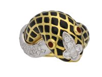 David Webb diamond and enamel snake ring berganza hatton garden