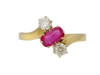 Burmese ruby and diamond three stone ring berganza hatton garden