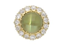 Antique cat's eye chrysoberyl diamond ring berganza hatton garden