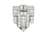 front view Art Deco diamond clip brooch, circa 1930.