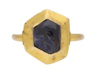 Medieval sapphire cabochon gold ring, circa 14 15th century. Hatton Garden