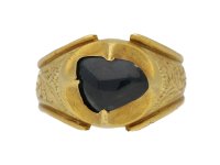 front view Medieval Duchess Lancaster sapphire ring berganza hatton garden  