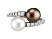 front view Art Deco natural pearl diamond ring berganza hatton garden