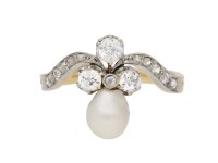 front view antique pearl diamond ring berganza hatton garden