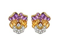 Oscar Heyman Brothers pansy earrings, American.