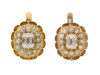 front view antique diamond cluster earrings berganza hatton garden