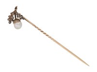 front view Antique pearl diamond pin berganza hatton garden