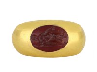 Ancient Roman Dionysus intaglio ring, circa 2nd century AD. 