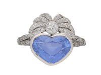 Heart shaped Ceylon sapphire and diamond ring hatton garden