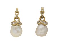 Natural pearl and diamond earrings berganza hatton garden