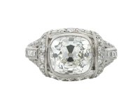 Art Deco cushion shape diamond ring berganza hatton garden