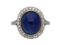 Cabochon sapphire and diamond cluster ring berganza hatton garden