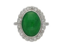 Edwardian jade diamond cluster ring berganza hatton garden