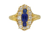 Burmese sapphire diamond cluster ring berganza hatton garden