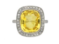 Ceylon yellow sapphire and diamond ring berganza hatton garden