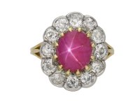 Edwardian pink star sapphire cluster ring berganza hatton garden