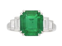 Art Deco Colombian emerald solitaire ring berganza hatton garden