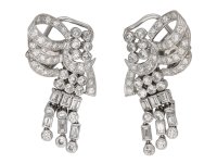 Vintage diamond night day bow clip earringsberganza hatton garden