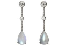 Moonstone and diamond drop earrings berganza hatton garden