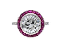 Antique diamond and ruby target ring, French 1920 hatton garden