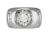 4.22 carat old cut diamond gypsy ring, circa 1980.