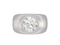 Old cut diamond gypsy ring, circa 1980