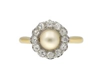Pearl and diamond coronet cluster ring hatton garden