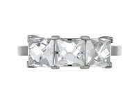 French cut diamond three stone ring, circa 1935.
