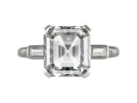 Cartier 4.68 carat emerald cut diamond ring, circa 1980. 