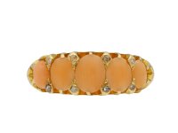 Victorian angel skin coral five stone ring hatton garden