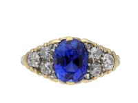 Burmese sapphire and diamond seven stone ring hatton garden