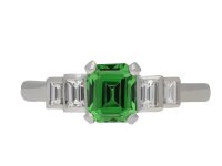 Demantoid garnet and diamond flank solitaire ring hatton garden