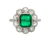 Cartier Colombian Emerald and Diamond Cluster Ring hatton garden
