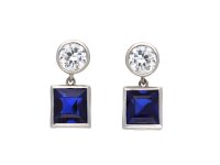 Royal Blue Burmese Sapphire and Diamond earrings, circa 1925. Hatton Garden